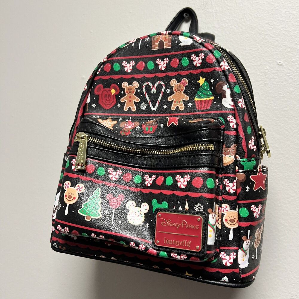Loungefly Disney Parks Black Christmas Gingerbread Snacks Mini Backpack